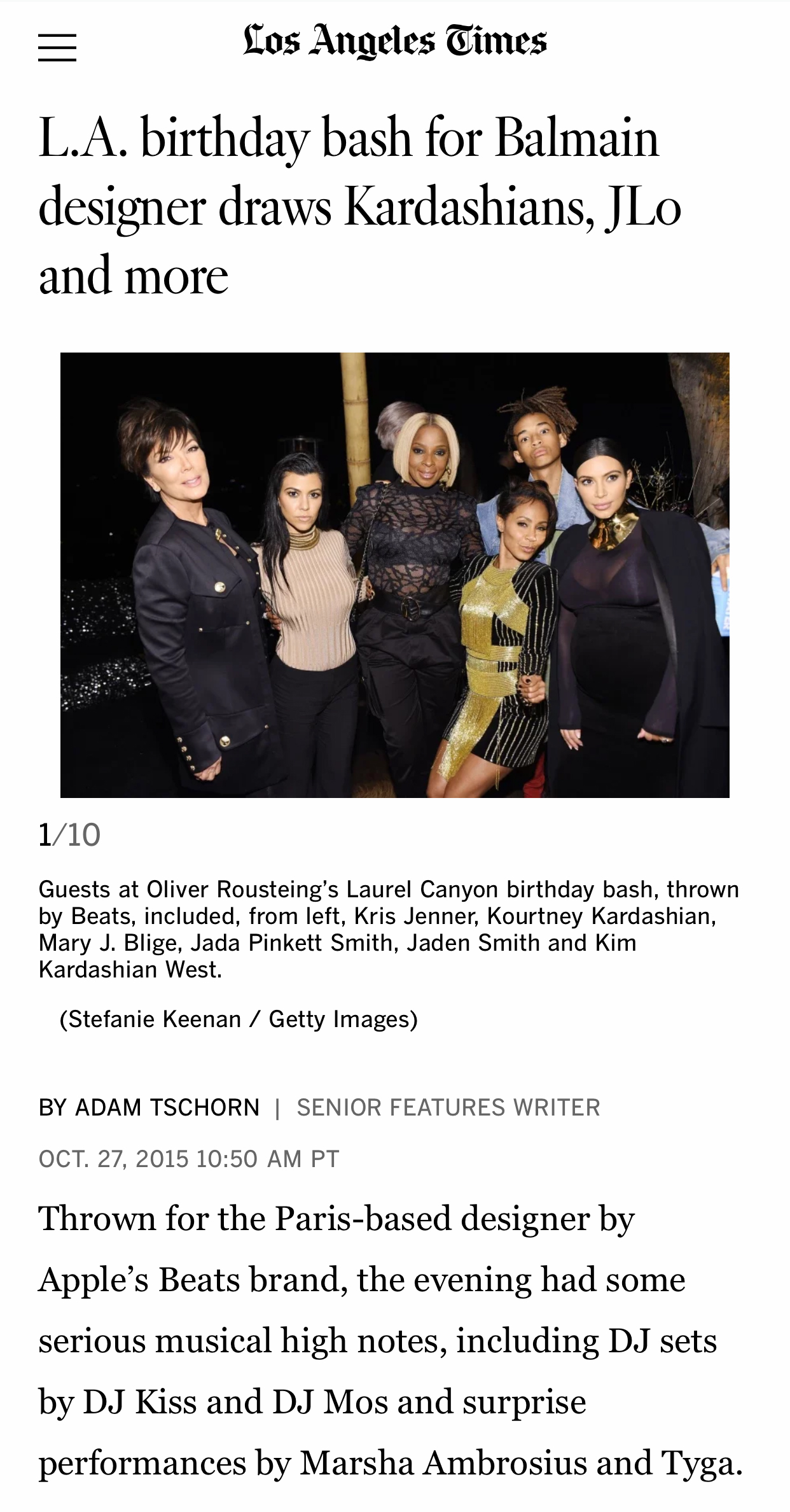 LA Times — Balmain Birthday